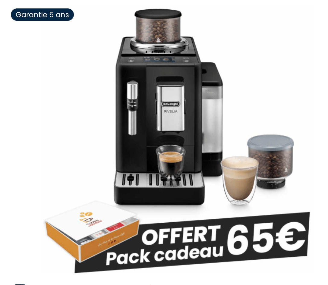 Machine à Café en Grains Delonghi Rivelia FEB4435.B Noir Onyx avec 2 Bacs à Grains