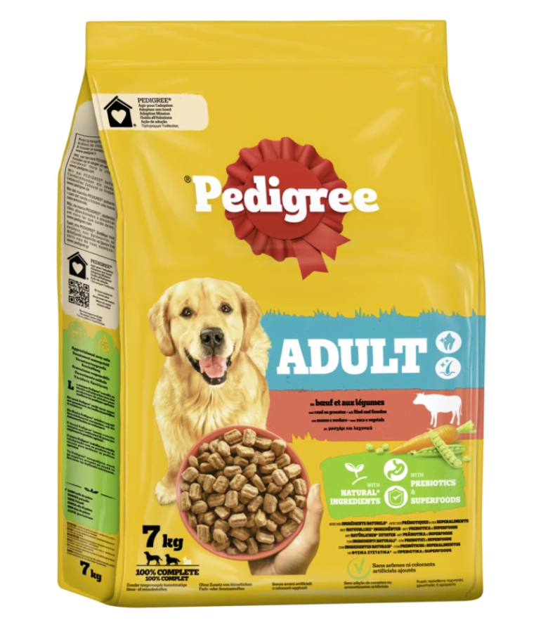 PEDIGREE CROQUETTES POUR CHIEN Pedigree Adult au bœuf et légumes 7 kg
