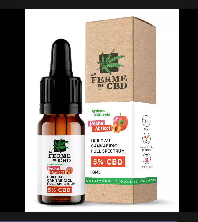 LOTS DE 10 HUILES de CBD 5% Pêche-Abricot : Un délice fruité pour une relaxation naturelle