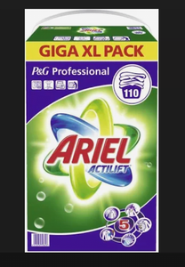 Lots de 10 Détergents en Poudre Ariel Actilift pour Professionnels, Boîte de 110 Charges