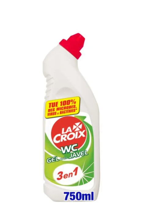 Lots d 50 Gel WC Désinfectant 3 en 1 à la Javel LA CROIX – Flacon de 750mL