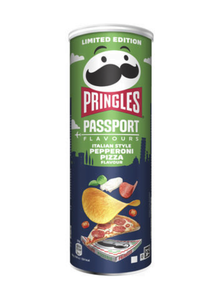 Lots de 10 cartons PRINGLES PASSPORT ITALIAN STYLE PEPPERONI PIZZA 165G /16