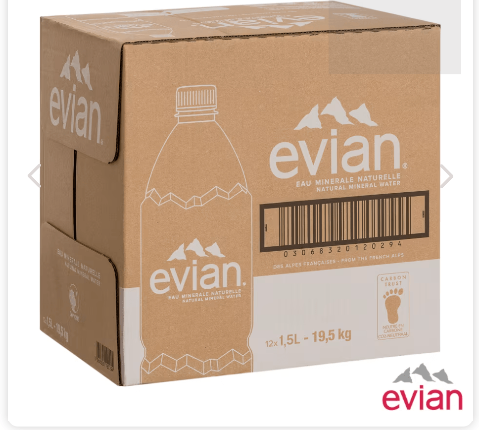 Lot de 84 packs de 12 bouteilles d’Evian