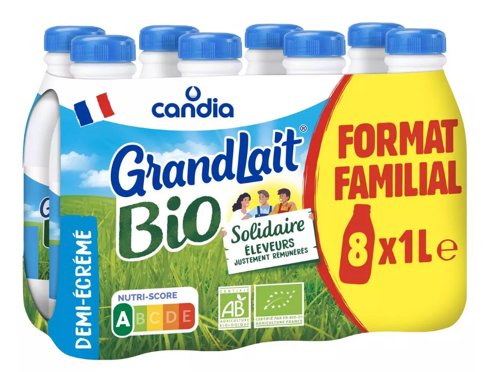 GRANDLAIT BIO DEMI-ÉCRÉMÉ 1L
