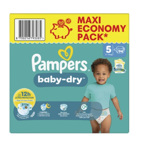 LOT PAMPERS BABY-DRY TAILLE 5 (MAXI PACK 940 COUCHES)